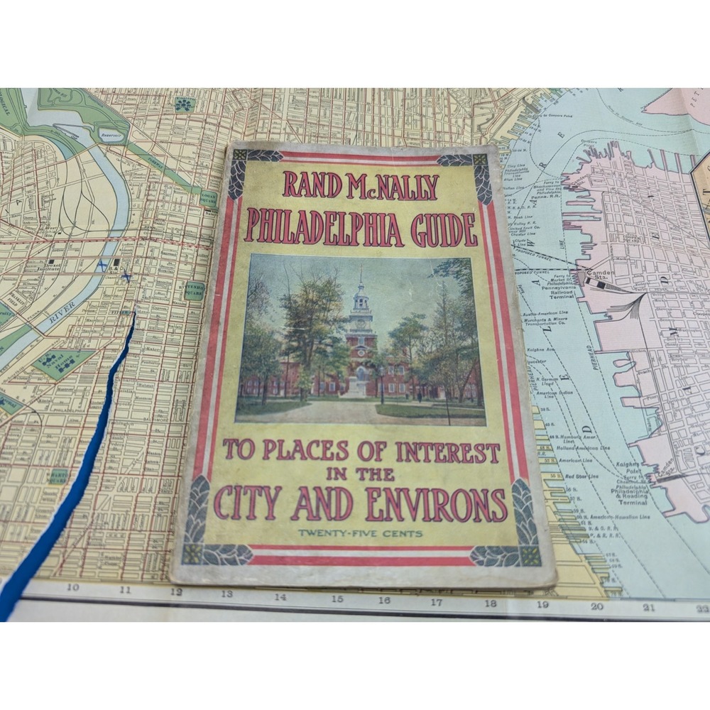1915 Rand McNally Philadelphia Guide Places of Interest with FULL Size 1915 Map